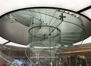 curved tempered laminated stair railing glass