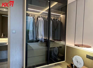 grey tempered glass wardrobe