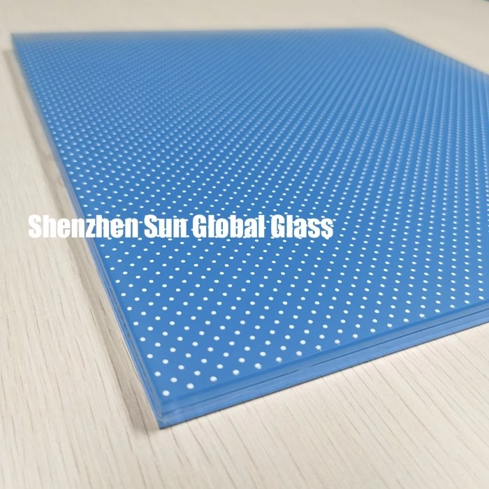 12.28mm opaque anti slip blue laminated floor glass