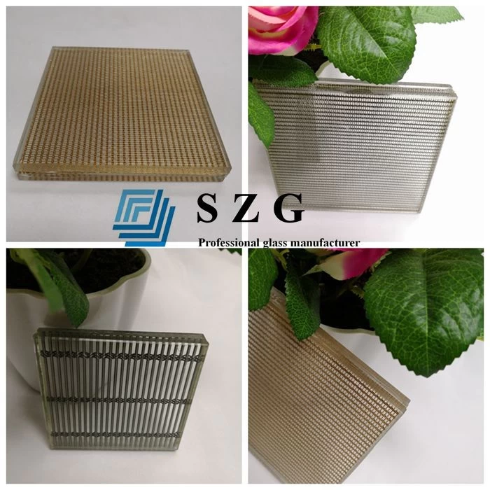 21.52 wire mesh laminated glass price, wire mesh toughened laminated glass, wire mesh tempered sandwich glass, wire mesh VSG ESG, EVA tempered laminated security glass, glass for decoration 