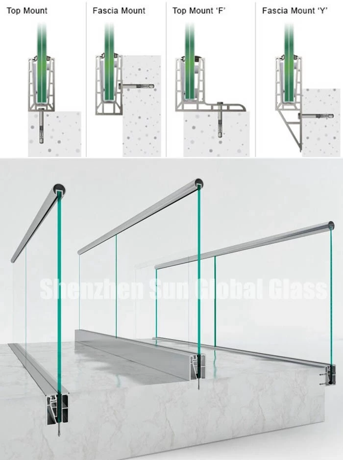 SZG railing aluminium u channel install positions