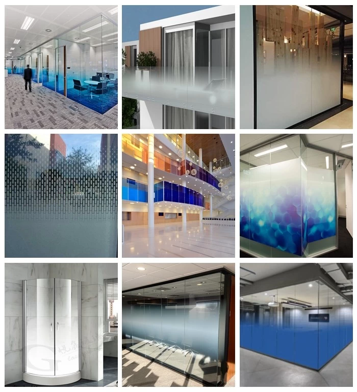 21.52mm gradient tempered laminated glass, white gradient laminated glass, China glass supplier, tempered gradient glass, 10+10 low iron gradient glass, acid etched gradient glass, gradient glass price, gradient PVB laminated glass
