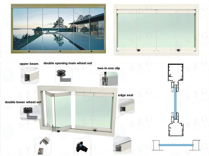 SZG frameless sliding folding window