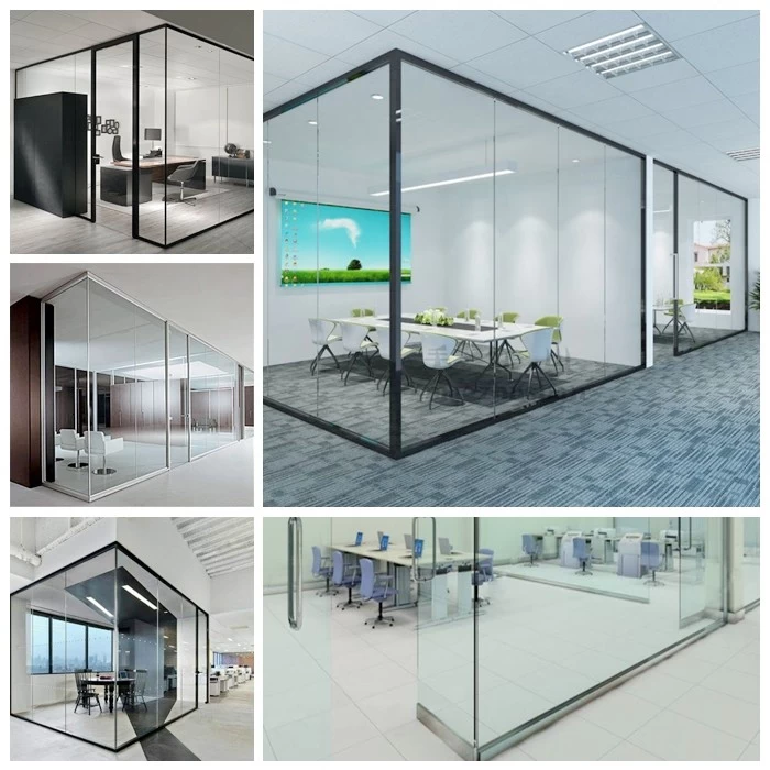 SZG 10mm tempered glass aluminium u channel glass partition wall system