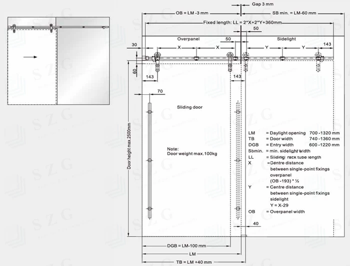 SZG frameless sliding glass door