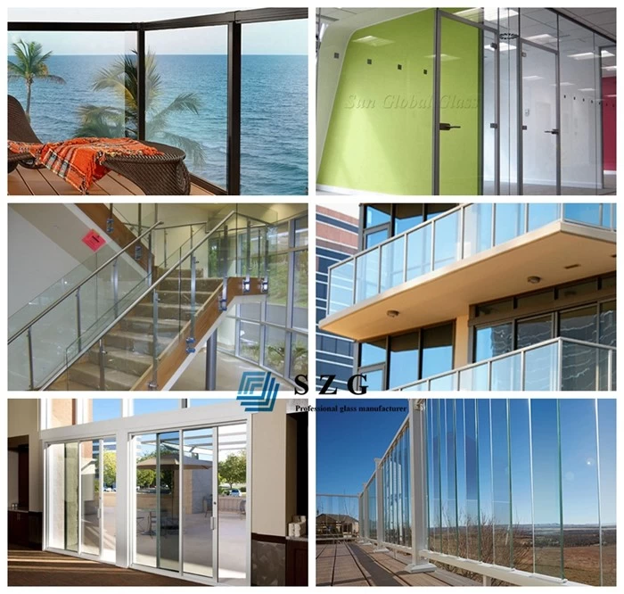 11.14mm clear laminated glass railing, 55.3 laminated glass, 5+5 tempered glass balustrade, sandwich glass railing