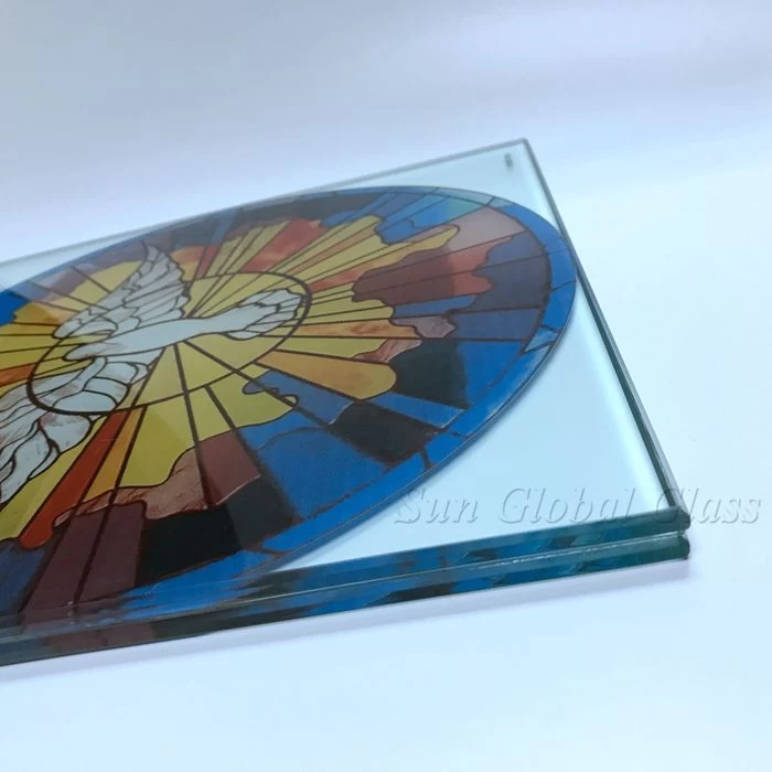 8mm+8mm tempered laminated glass, 17.52.mm printing sandwich glass, 17.52mm laminated glass, 17.52mm printing glass