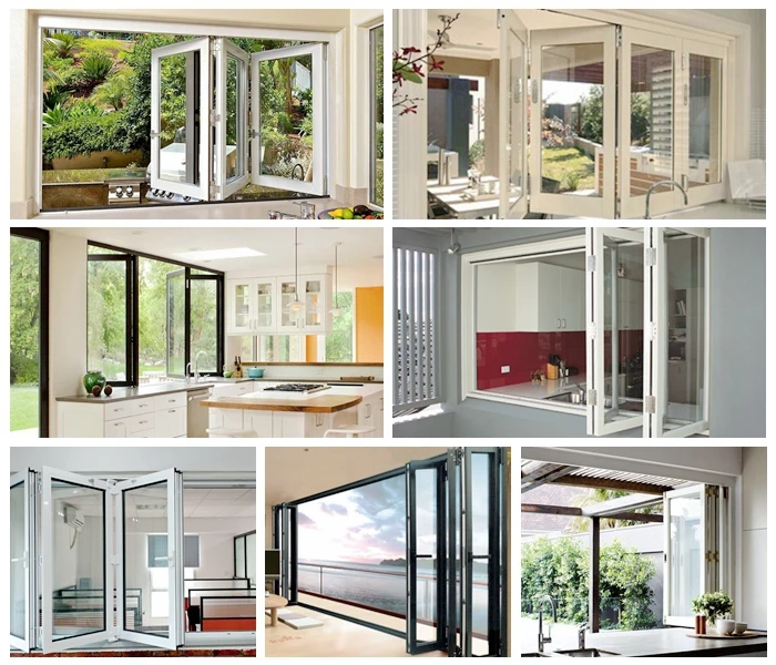 XILYZMO Aluminum Alloy Folding Sliding Window, With Water-Resistant Strips Service Window, Customizable Retractable Bifold Home Windows, Move Left Right Glass Divider Gate(300x170cm/118x67in