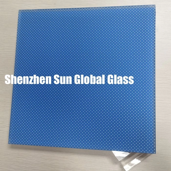 12.28mm opaque anti slip blue laminated floor glass