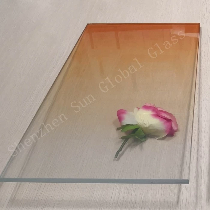 gradient glass, 13.52mm gradient laminated glass, colored gradient glass, gradient ESG VSG, gradient glass partition, 12mm gradient glass