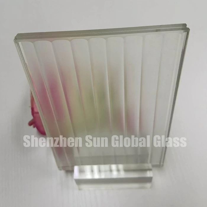 5mm+5mm thick ribbed frosted lamination Glass