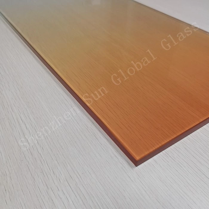 13.52mm colored gradient tempered laminated glass, 66.4 gradient toughened laminated safety glass custom-made, 1/2 inch colour gradient ESG VSG glass manufacturer