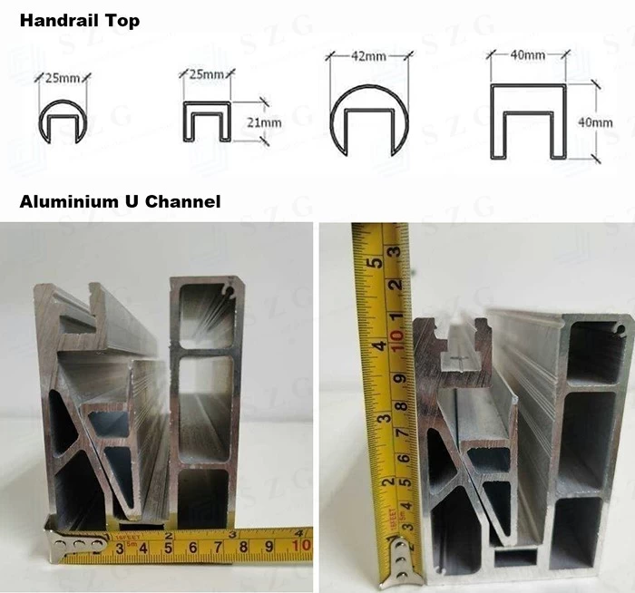 SZG 8+8mm tempered glass laminated glass u channel railing system