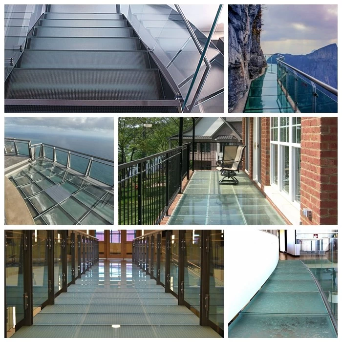 52.56mm anti-slip glass, floor glass, low iron laminated glass, SGP  laminated glass, tempered laminated glass, non-slip glass floor, ultra  clear SGP laminated glass, SGP toughened laminated glass