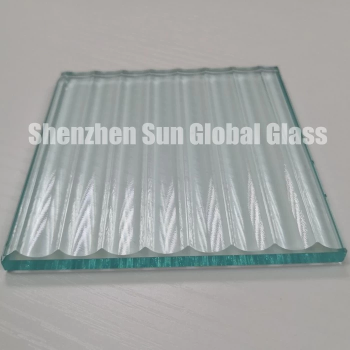 8mm clear toughened fluted glass, 8mm clear tempered ribbed glass, 1/3 inch reeded textured ESG decorative glass 