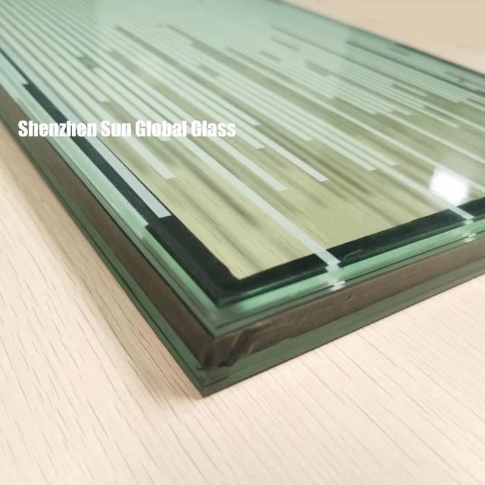 25.52mm white stripe toughened laminated insulated glass