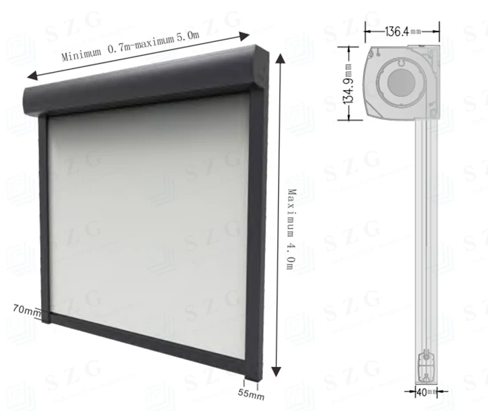 SZG retractable horizontal drop vertical awning