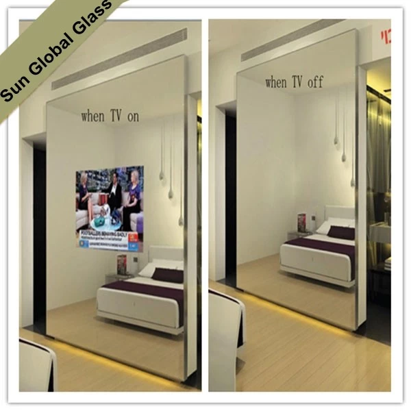 6mm two way mirror for tv, temperable two way mirror on sale, customized  size two way mirror manufacturer