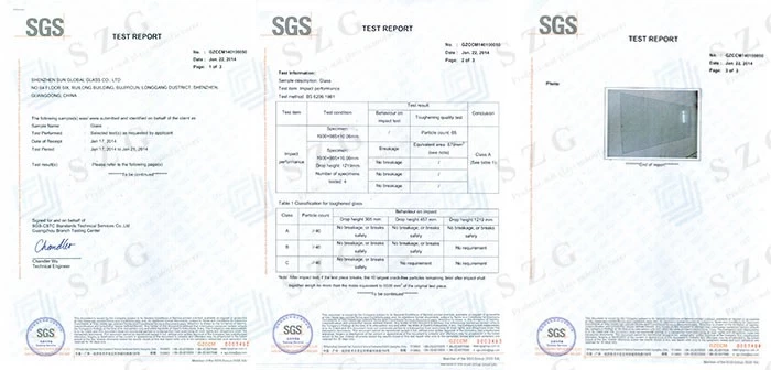 BS6206 GLASS CERTIFICATE