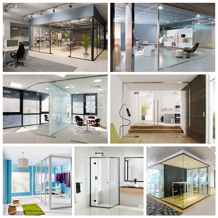 SZG Aluminium U Channel Framed Laminated Glass Partition Wall 