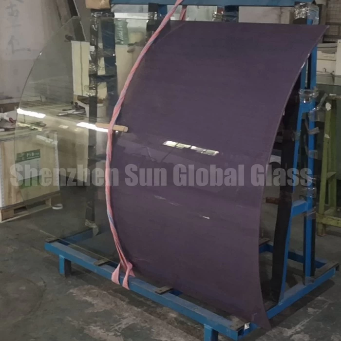 13.52mm low iron colored gradient curved tempered laminated glass, 6+1.52+6 ultra clear gradient toughened laminated curved glass, 66.4 extra clear curved gradient ESG VSG glass