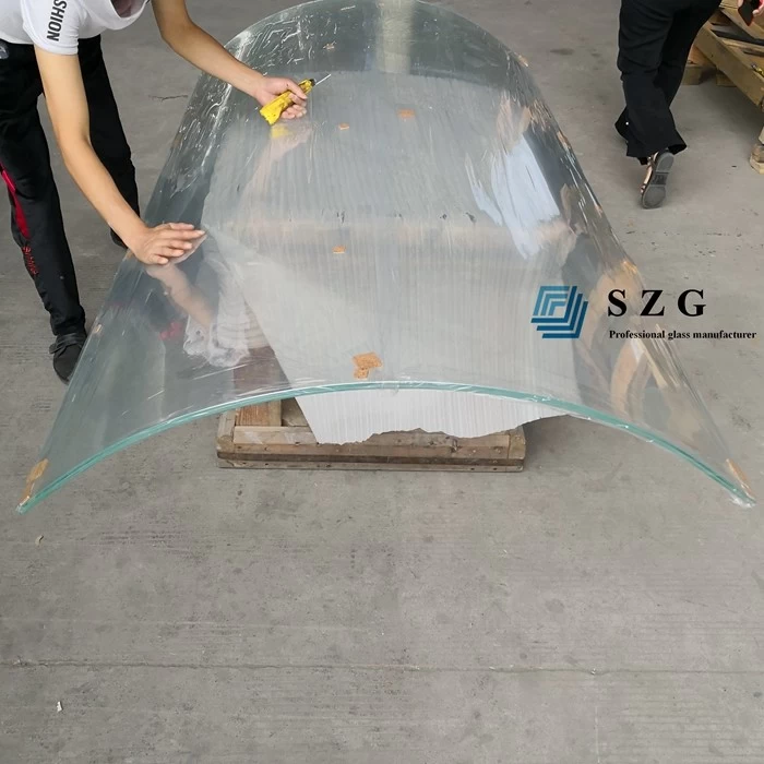 66.4 low iron curved tempered laminated glass, 13.52mm curved glass, 6+6mm bent tempered glass, 66.4 low iron curved ESG VSG, 1/2 inch curved laminated glass