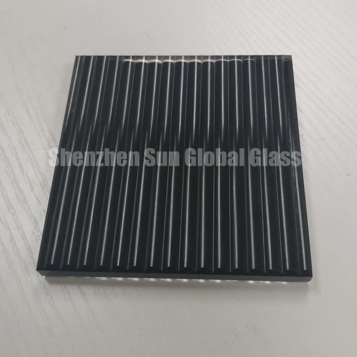 fluted shower glass, tinted fluted glass for interior designs, reeded glass, fluted pattern glass, cast glass, ribbed glass, reeded textured glass, reeded glass ESG, toughened reeded glass, fluted Black Silvered Architectural Cast Glass