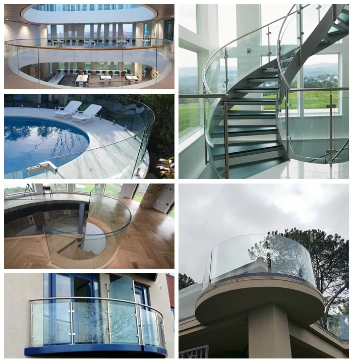 13.52mm curved laminated glass railing