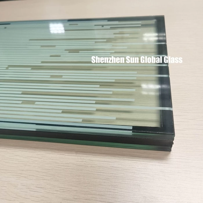 25.52mm white stripe toughened laminated insulated glass