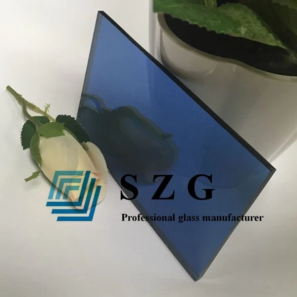 8mm colored reflective glass, 8mm color coated glass, dark blue coated glass 8mm, 8mm tinted reflective glass, coating glass 8mm, float reflective glass 8mm