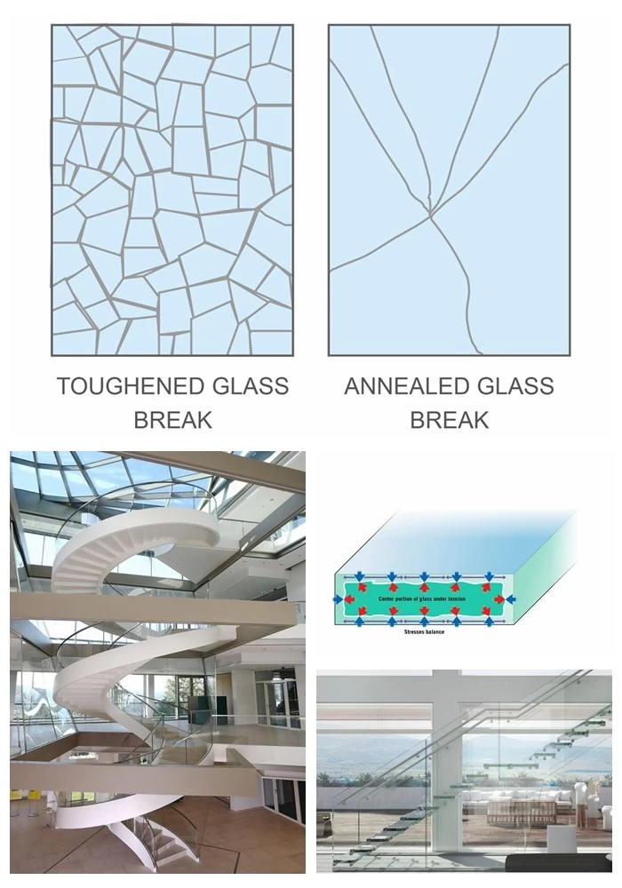 10mm 12mm 15mm 19mm curved toughened glass railing