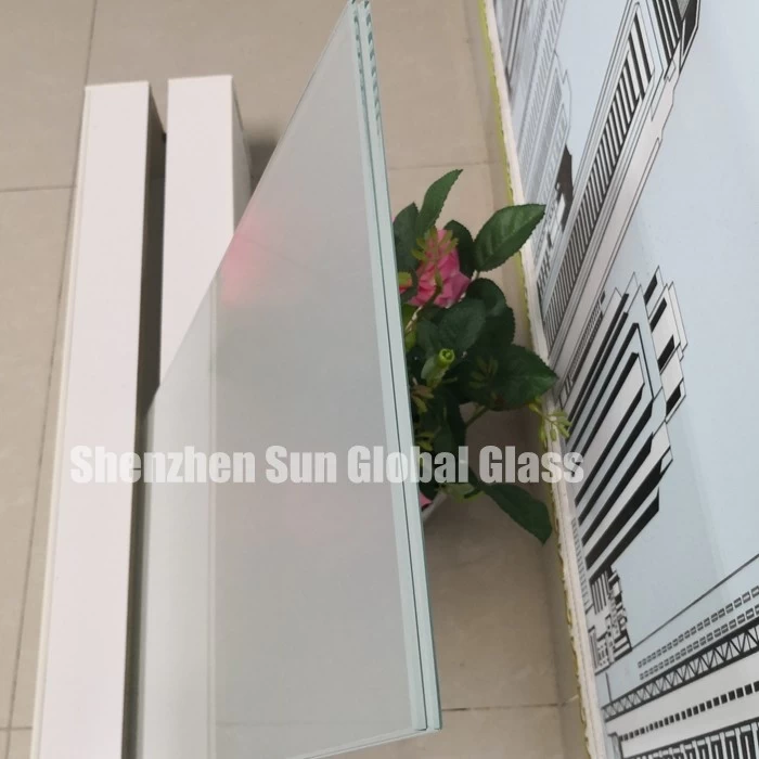6+6mm frosted PVB laminated glass, 1/2 inch acid etched toughened laminated glass, 66.4 translucent ESG VSG glass CE certified glass factory