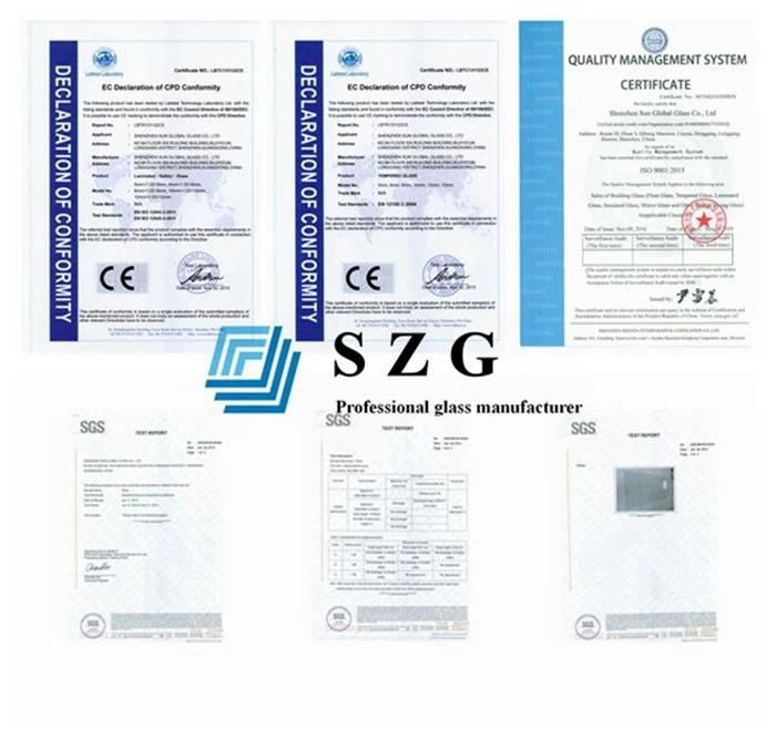 gradient tempered laminated glass certificates