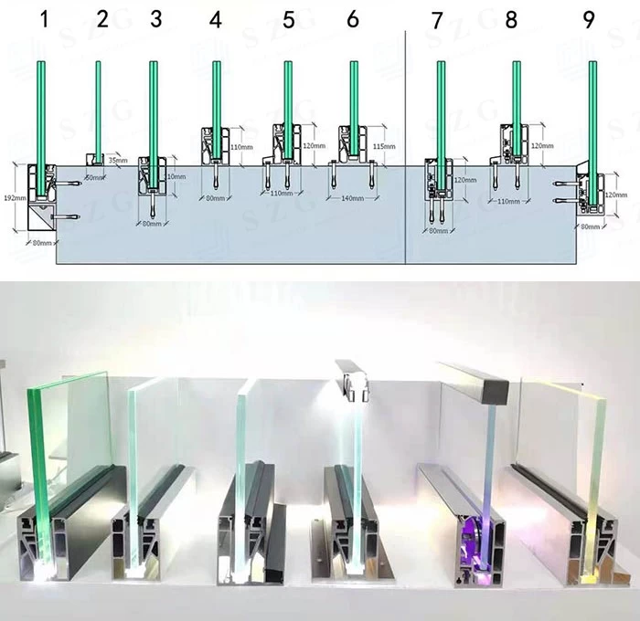 SZG glass u channel railing system for staircase