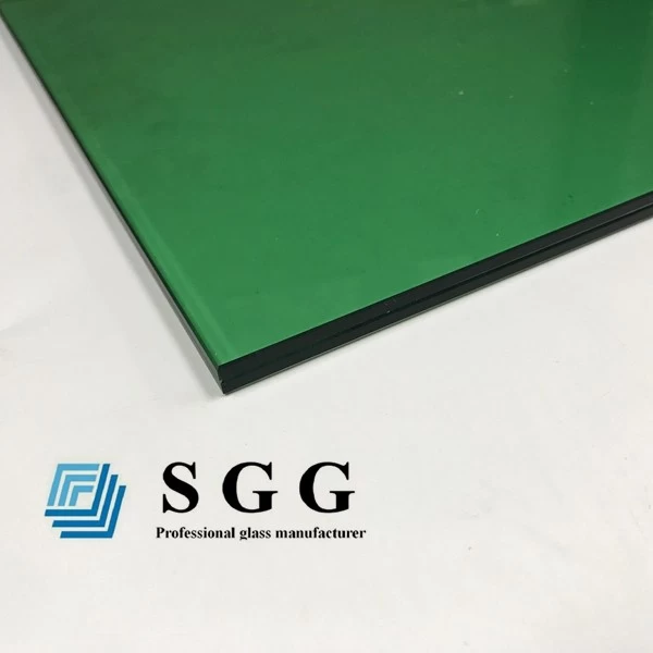 10.38MM dark green laminated glass, 551 dark green pvb film laminated glass, 5+5 dark green laminated glass