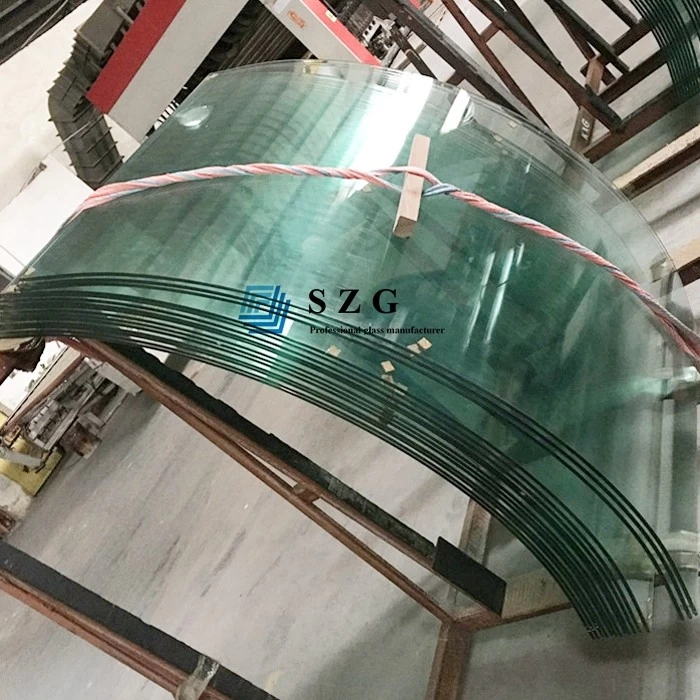 10mm 12mm 15mm 19mm curved tempered glass balustrade, clear toughened curved glass railing, tempered bent glass fence manufacturer