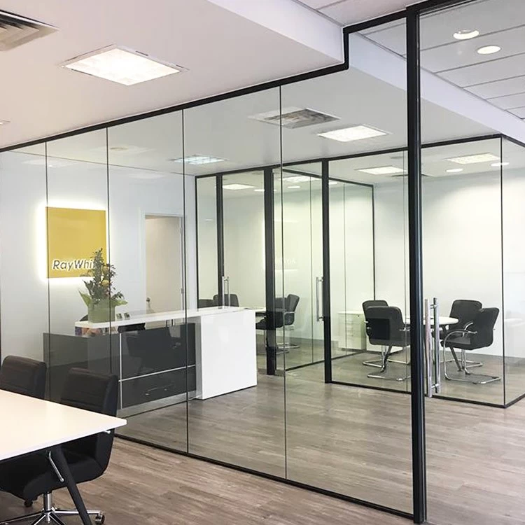 12mm clear tempered glass partition wall, toughened glass aluminium u channel room dividers, aluminium frame glass office partition systems