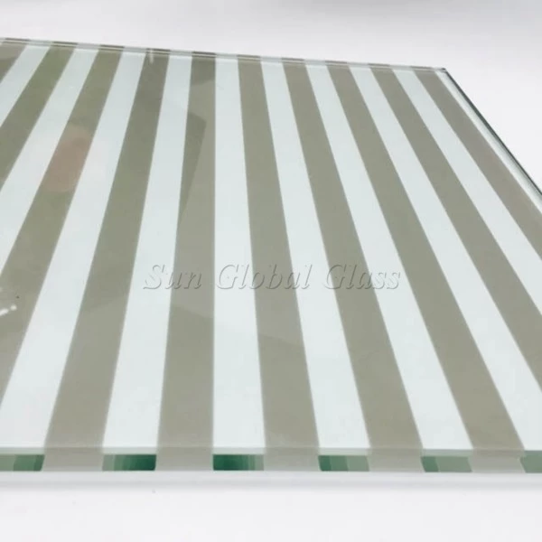 12 mm línea de patrón de pantalla de seda impreso vidrio, 12 mm de color blanco endurecido vidrio impreso, 1/2 pulgadas de diseño personalizado pantalla de cristal de seda