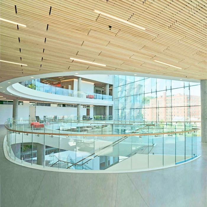 13.52mm curved laminated tempered glass railing, 664 clear PVB bent toughened laminated glass for balustrade, 6+6mm safety laminate glass manufacturer
