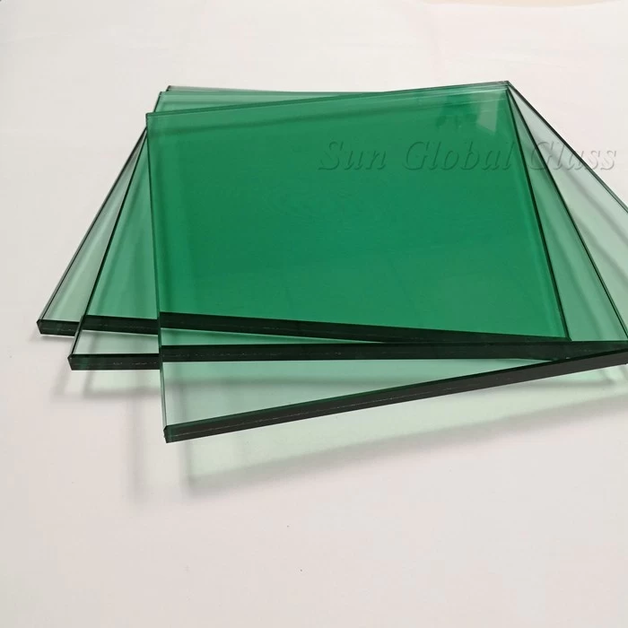 13.52mm light green tempered laminated glass, 6mm light green tempered glass+1.52PVB+ 6mm clear tempered glass, 6mm+6mm French green toughened sandwich glass
