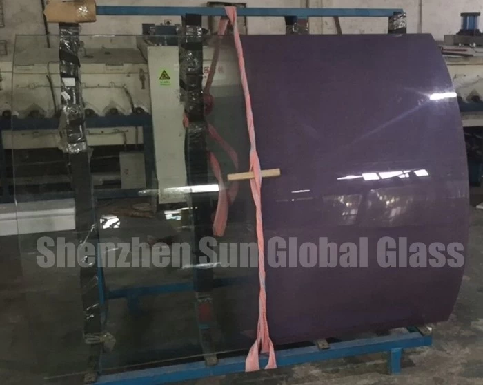 13.52mm low iron colored gradient curved tempered laminated glass, 6+1.52+6 ultra clear gradient toughened laminated curved glass, 66.4 extra clear curved gradient ESG VSG