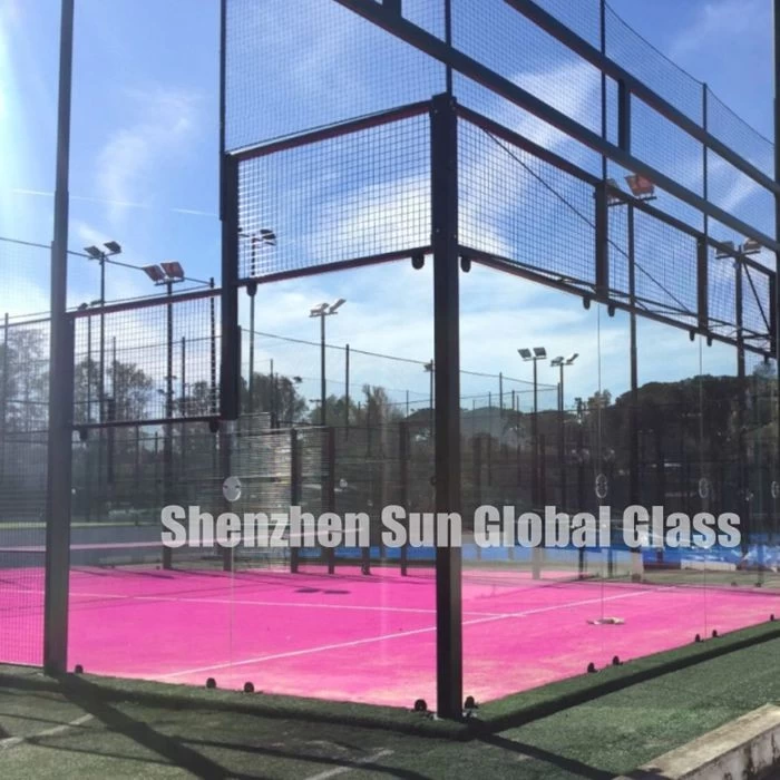 13.52mm tempered laminated glass for padel courts, CE and SGCC certified 6mm+6mm clear toughened sandwich glass paddle courts , 66.4 ESG VSG tennis courts