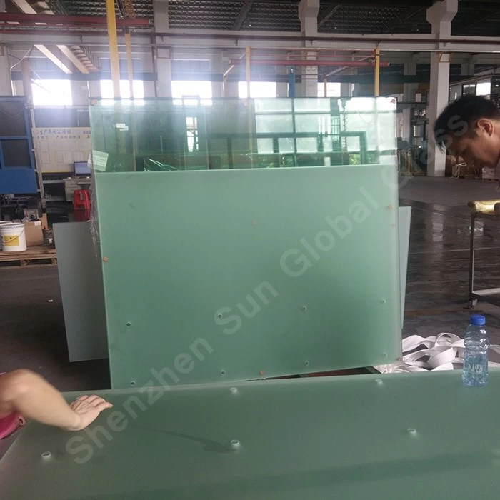 17.52mm frosted tempered laminated glass balustrade, CE standards 8mm+8mm acid etched toughened laminated glass for railing, 88.4 ESG VSG railings