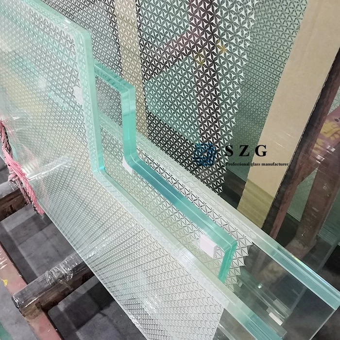17.52mm ultra clear silk screen printed tempered laminated glass, 8+1.52+8mm low iron paint toughened PVB laminated glass, 884 extra clear silk printing safety VSG double glazed