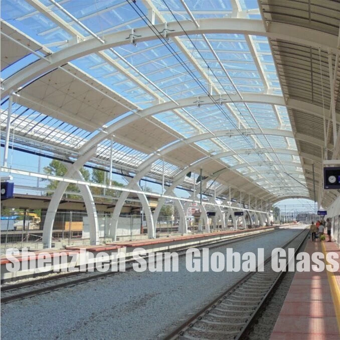 21.52mm low iron tempered laminated glass skylight, 10mm+10mm ultra clear toughened sandwich glass for canopy, 1010.4 ESG VSG extra clear glass roof