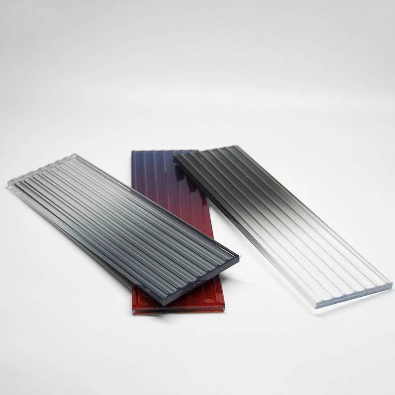 4-10mm Temperable Dichroic Moru Fluted Glass Doors Iridescent Corrugated Patterned Glass Gradient Rainbow Reeded Glass Partition