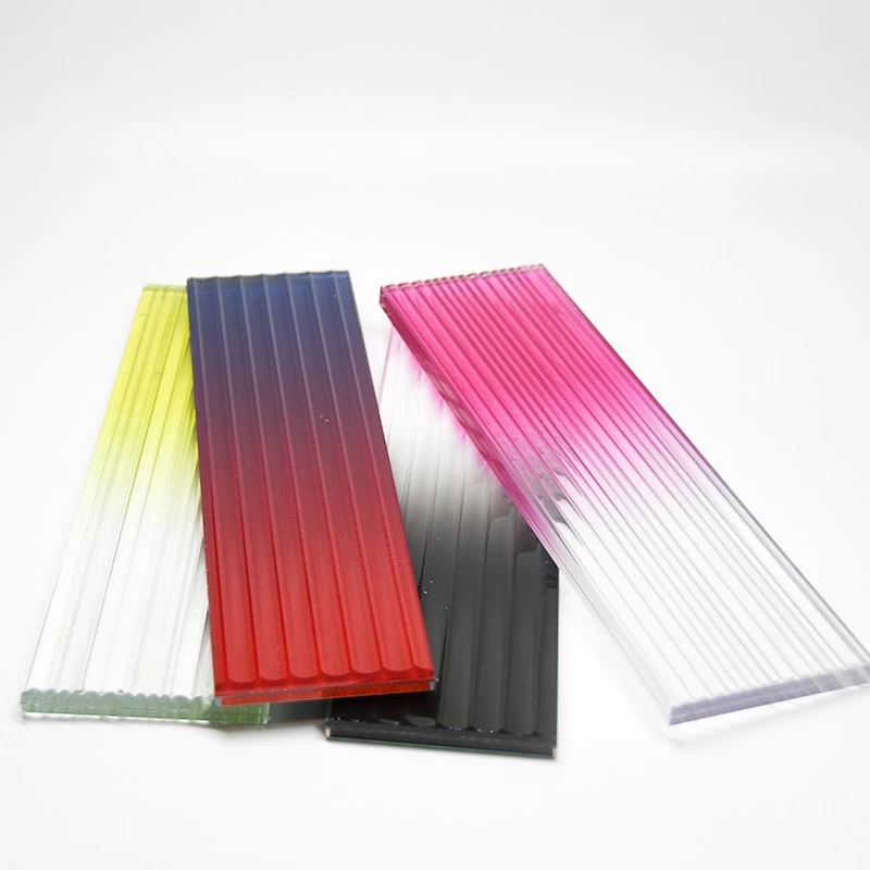 4-10mm Temperable Dichroic Moru Fluted Glass Doors Iridescent Corrugated Patterned Glass Gradient Rainbow Reeded Glass Partition