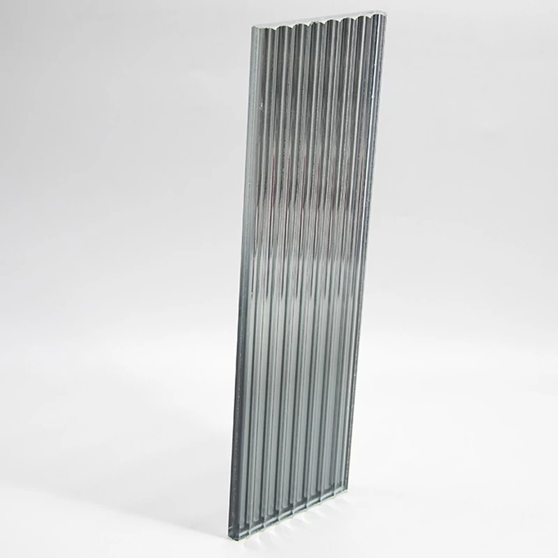 Puertas de vidrio estriado dicroico Moru templables de 4-10mm, vidrio corrugado iridiscente con diseño degradado, partición de vidrio con láminas de arco iris
