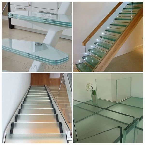 42mm anti-slip glass flooring & staircase, 121515 PVB/EVA laminated tempered glass flooring, 42mm anti-slip glass floor