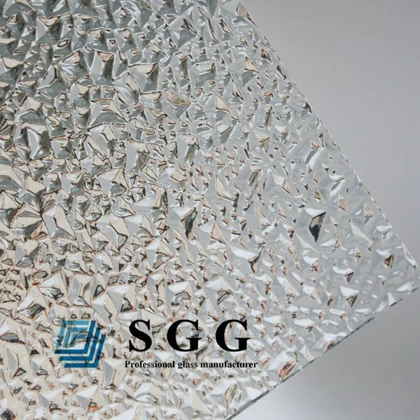 4mm de diamante claro patrón de vidrio, diamante de 4 mm figuraba la panel de vidrio, claro patrón de vidrio decorativo